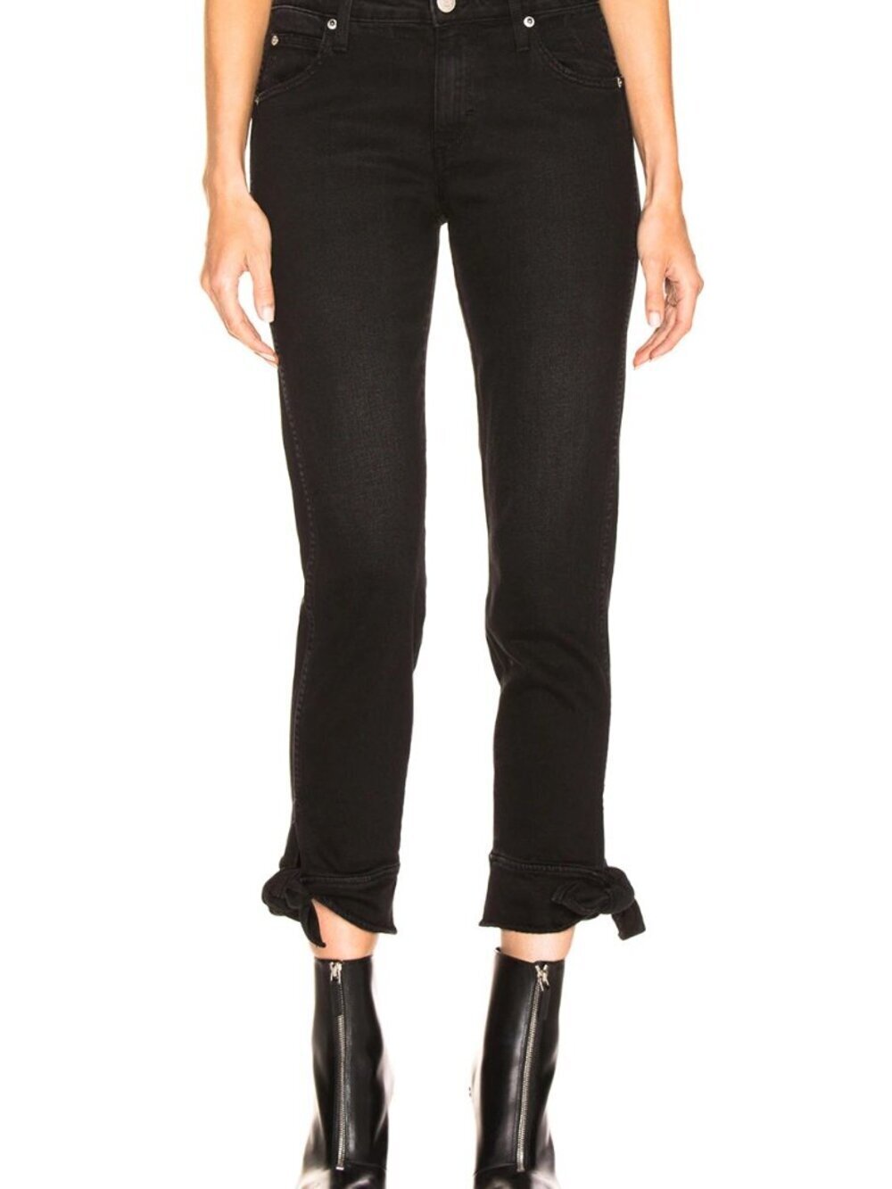 AMO Women's Tie Ankle Jean in Black Magic Jeans Size 25 Mid-Rise Cropped